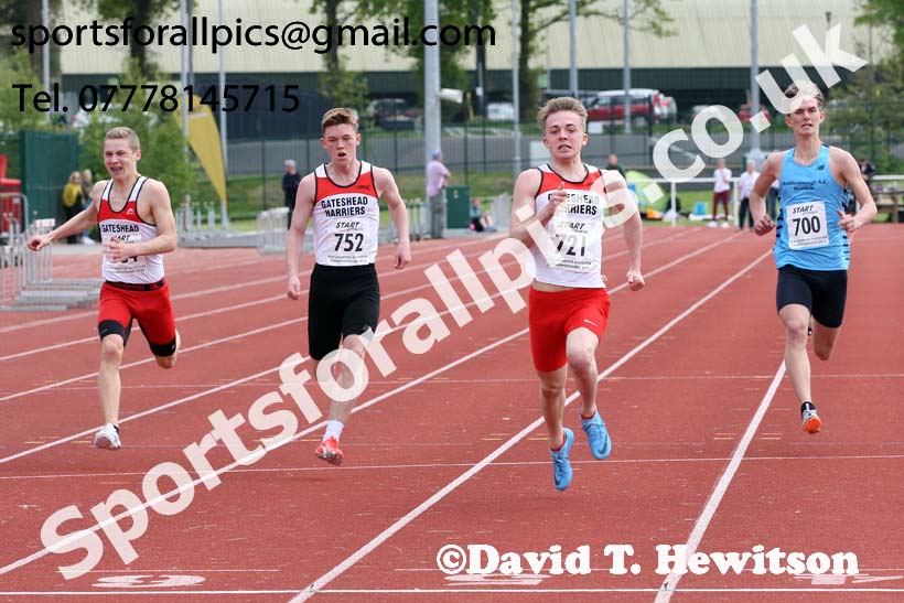 Mens under-17s 200 metres 2019 North Eastern Track and Field Champs., Middlesbrough. Photo:  David T. Hewitson/Sports for All Pics